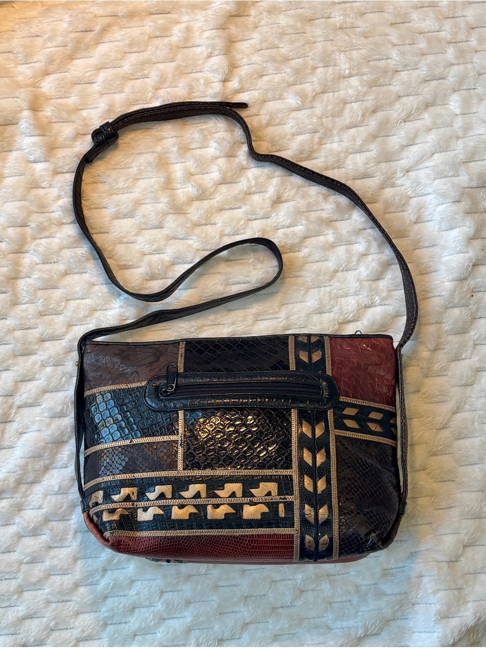 Price Drop** Sharif USA Snake Skin Patchwork Leather bag Black Gold brown
